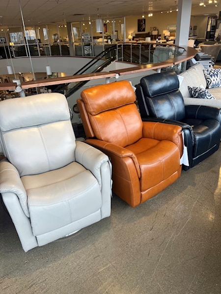 Swivel Power Recliners in Top Grain Leather available in all three colors - made by Flexsteel