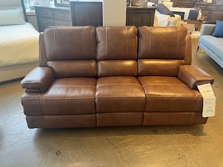 Top Grain Leather Reclining Sofa by Bassett Furniture