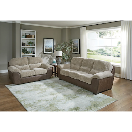 SOFA WITH PULL DOWN CONCOLE AND GLIDING LOVESEAT