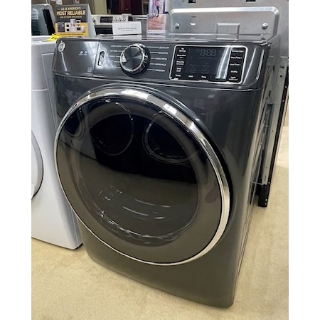 GE front load gas dryer in diamond gray