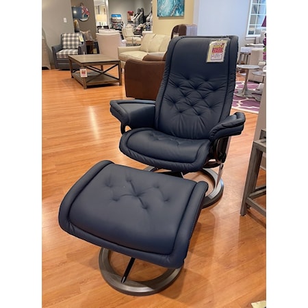 Ekornes Stressless Medium Royal chair and ottoman with rocking signature base