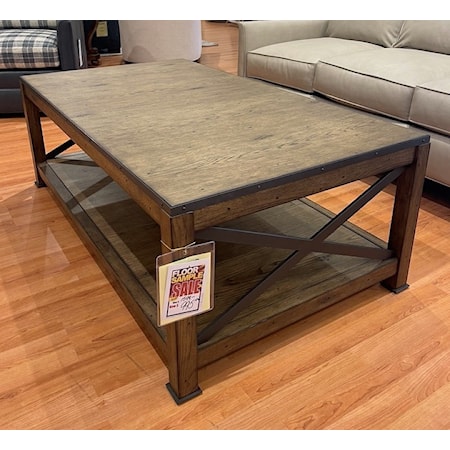 Fairfield oak and metal coffee table