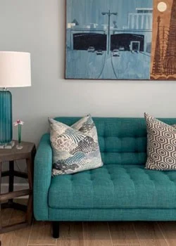 teal sofa