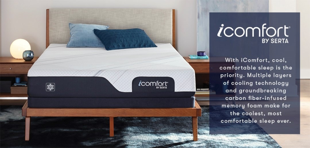 iComfort by Serta | With iComfort, cool, comfortable sleep is the priority. Multiple layers of cooling technology and groundbreaking carbon fiber-infused memory foam make the coolest, most comfortable sleep ever.
