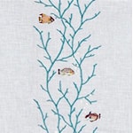 White and Blue Fishy Print