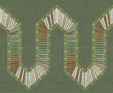 Green Geometric Fabric 6638-21