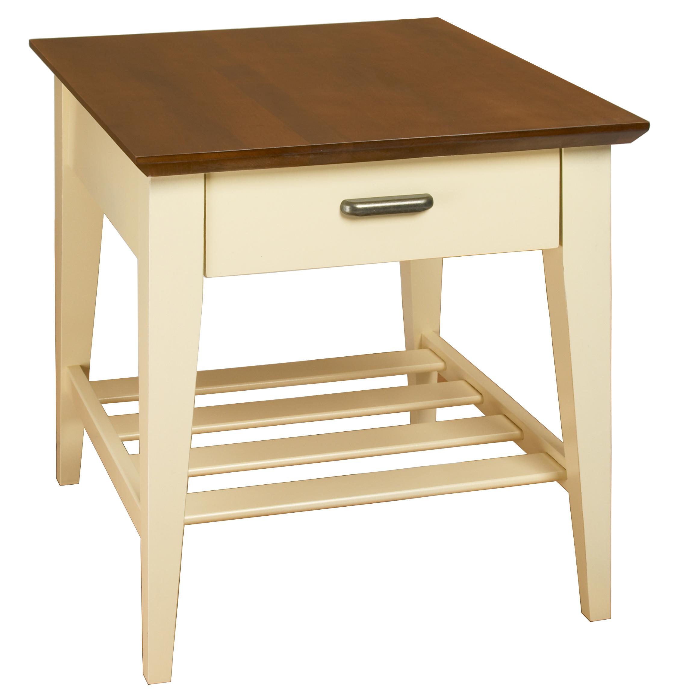 Aa Laun Arbor Contemporary Maple End Table With Slatted Shelf And Drawer Mueller Furniture End Table
