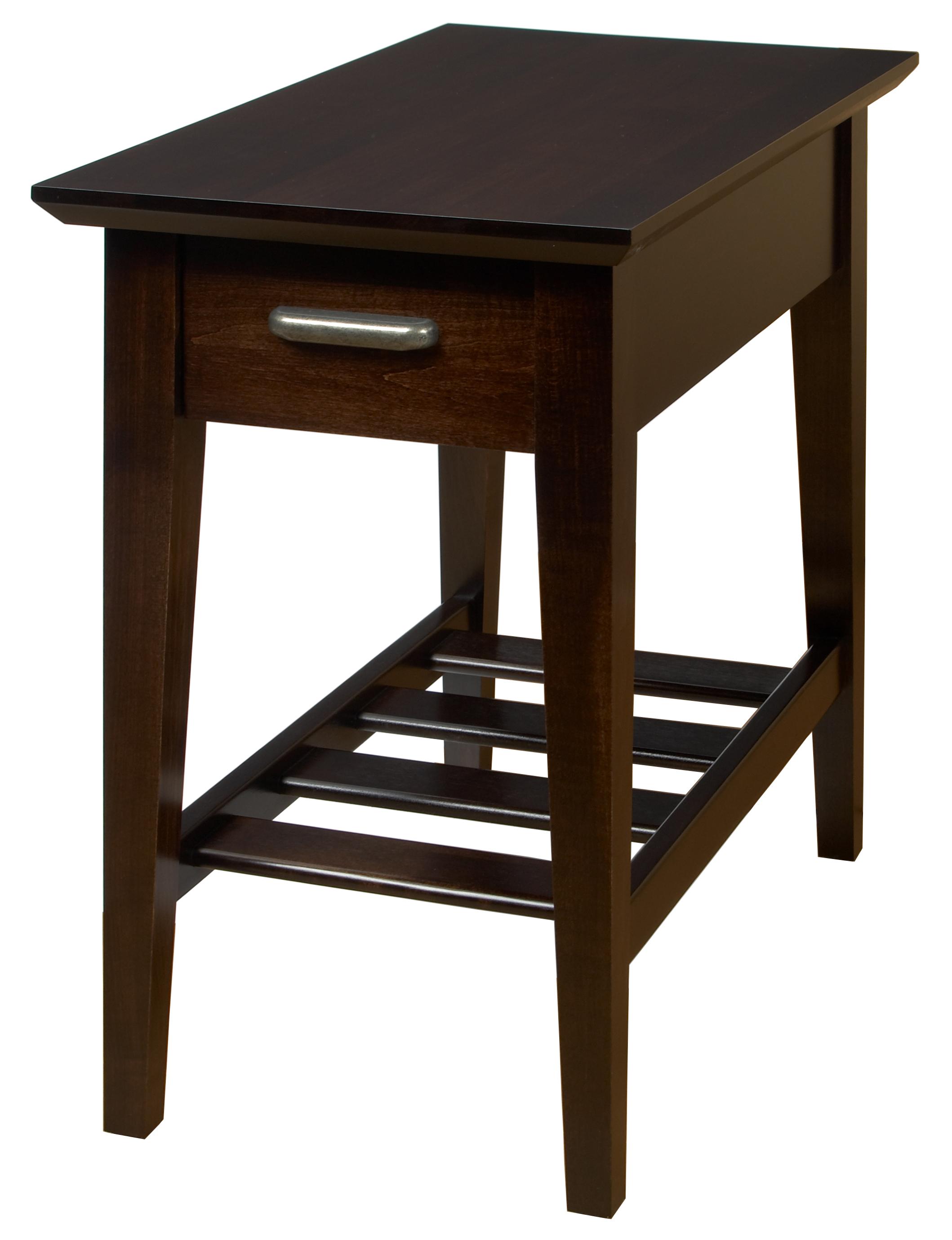 Aa Laun Arbor Contemporary Compact 1 Drawer Chairside Table With Slatted Shelf Mueller Furniture End Table