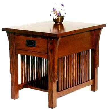 Aa Laun Arts And Crafts End Table With Drawer And Shelf Mueller