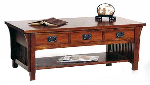 Aa Laun Arts And Crafts Cocktail Table With 3 Drawers And Shelf Mueller Furniture Cocktail Or Coffee Table