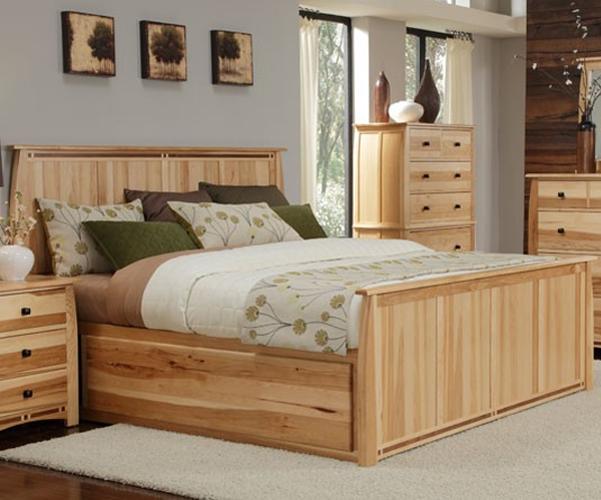 Aamerica Adamstown King Solid Hickory Panel Bed With Large
