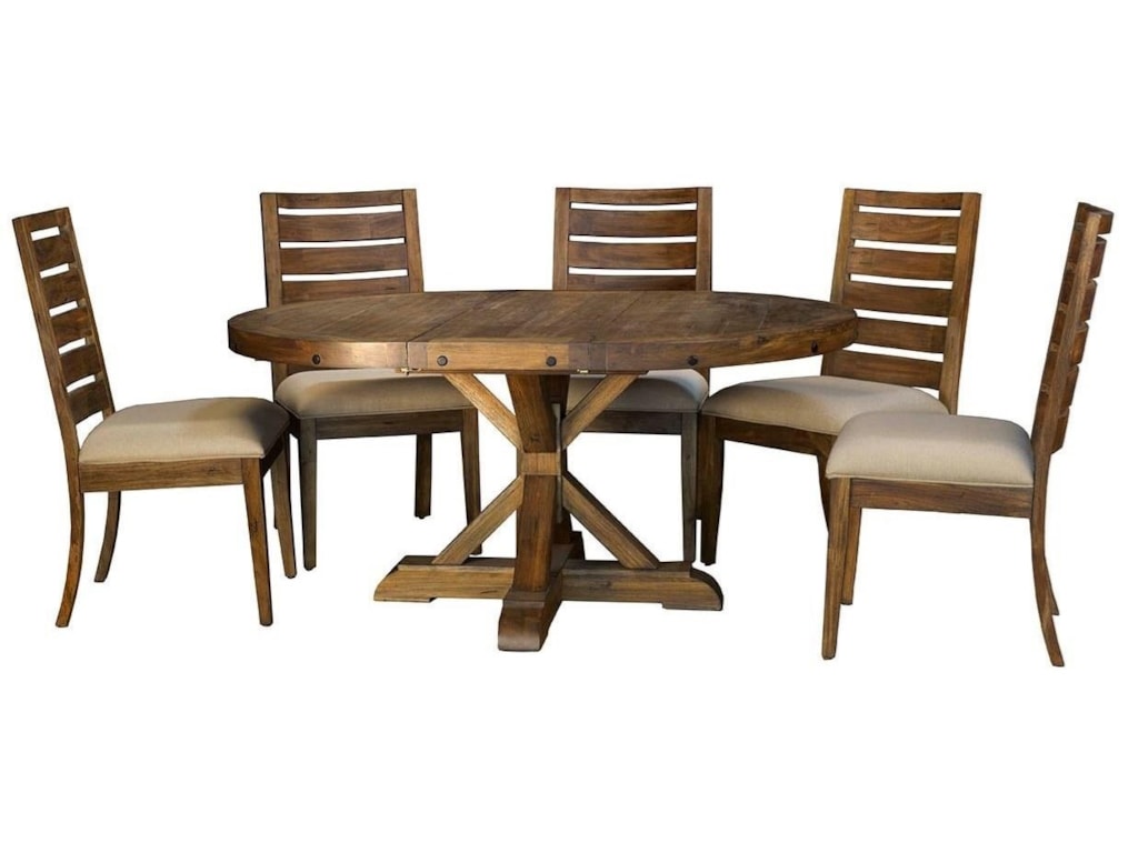Aamerica Anacortes Round To Oval Pedestal Dining Table With Leaf Wayside Furniture Kitchen Tables