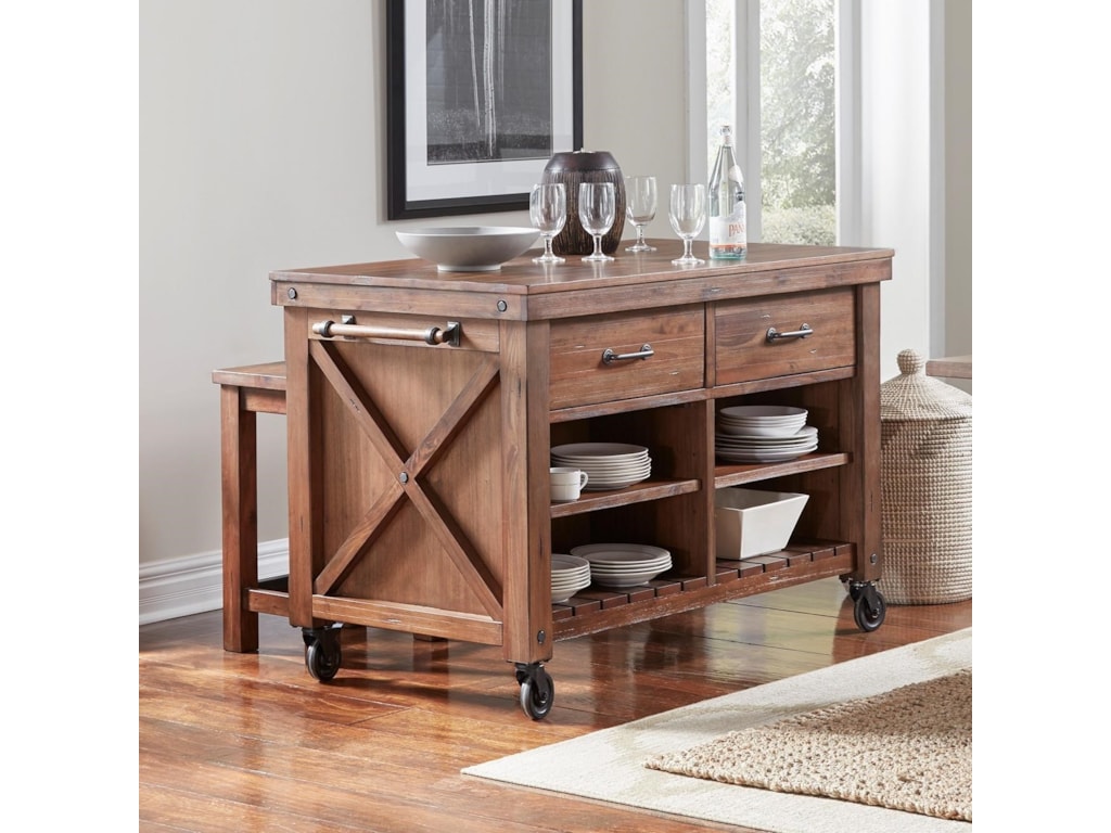 Aamerica Anacortes Kitchen Island With Wood Top And Locking Casters Novello Home Furnishings Kitchen Islands