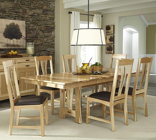 7-Piece Trestle Table Dining Set w/ 6 Side Chairs