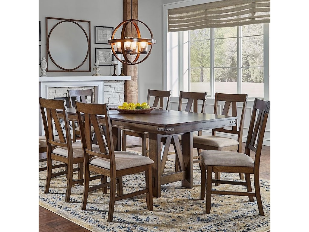 AAmerica Eastwood Dining Solid Wood Butterfly Leaf Table With Wrapped Metal Band Detail Conlins Furniture Dining Tables