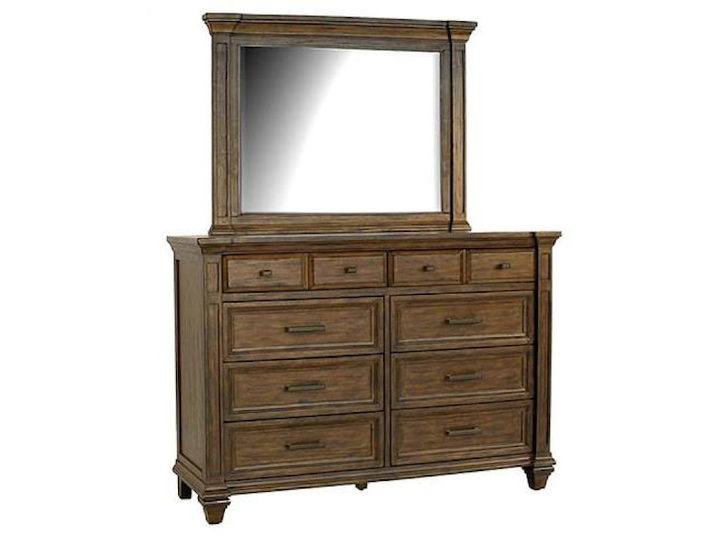 Aamerica Gallatin Solid Mahogany 8 Drawer Dresser Mirror With