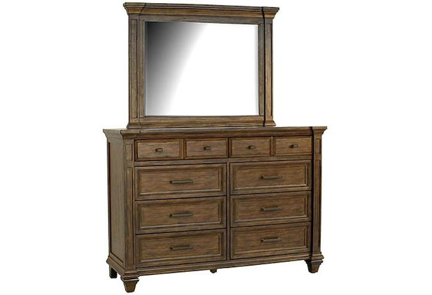 Aamerica Gallatin Solid Mahogany 8 Drawer Dresser Mirror With