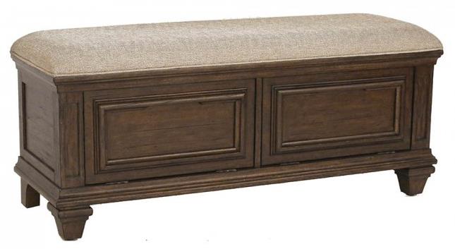 Aamerica Gallatin Solid Mahogany Upholstered Storage Bench With
