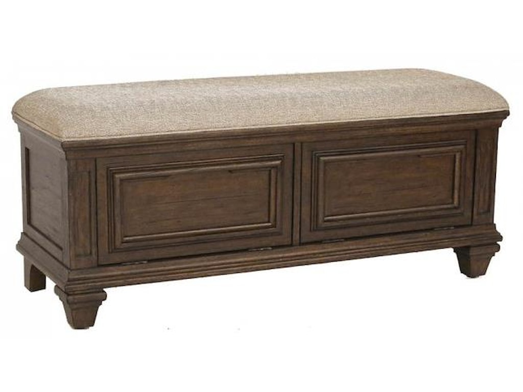 Aamerica Gallatin Solid Mahogany Upholstered Storage Bench With