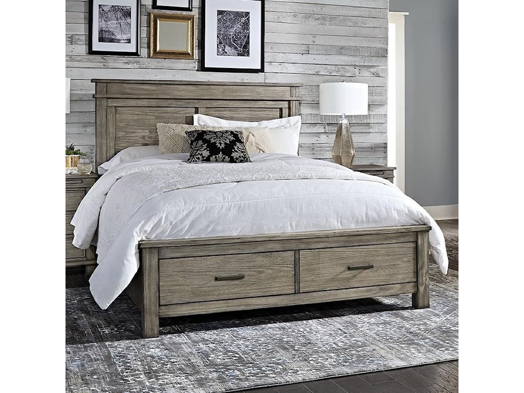 AAmerica Glacier Point Transitional Solid Wood Queen Storage Bed 