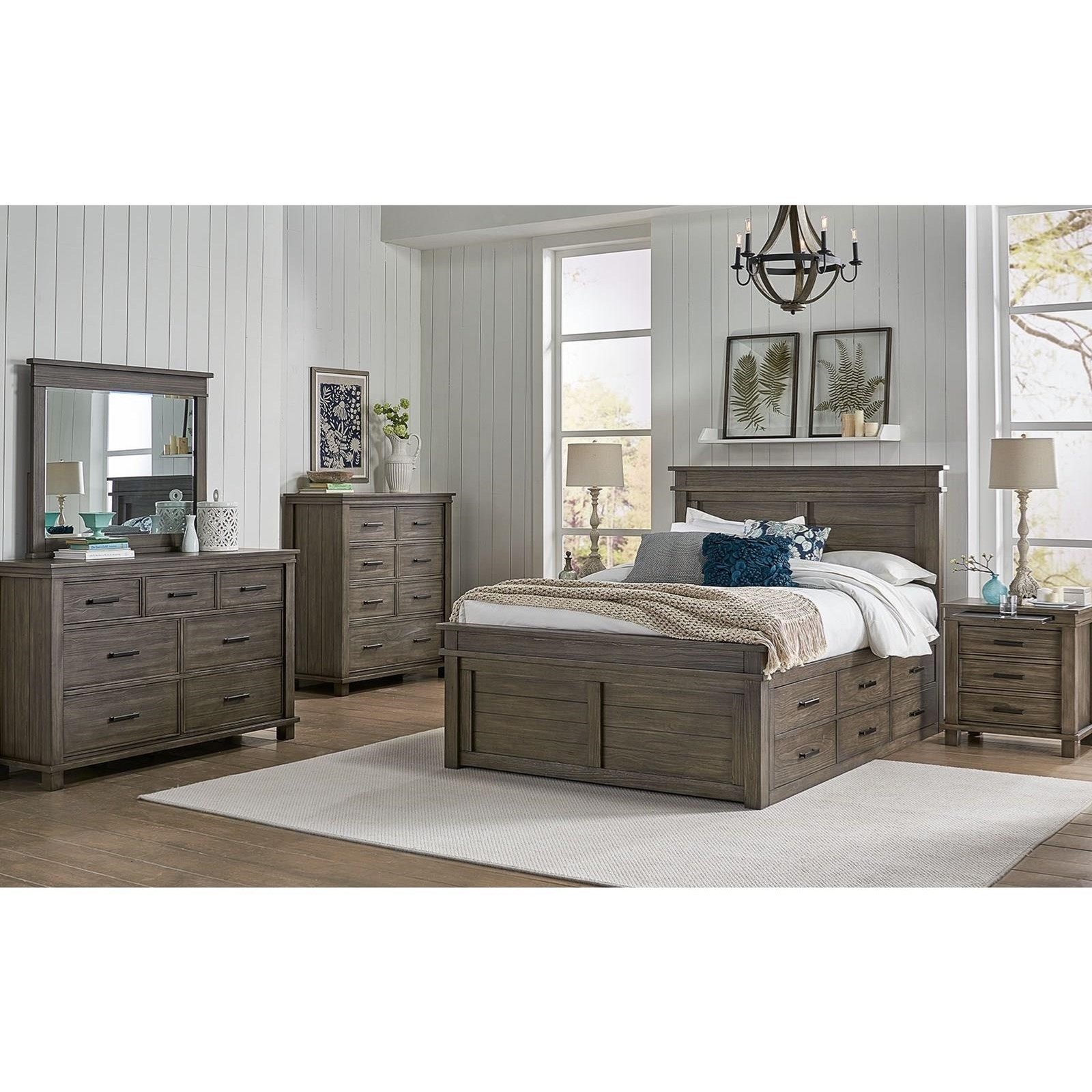 Aamerica Glacier Point Queen Captain Bed With Underbed Storage Darvin Furniture Captain S Beds