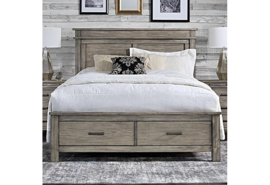 Aamerica Glacier Point Transitional Solid Wood Cal King Storage Bed With 2 Drawers Fashion Furniture Platform Beds Low Profile Beds California King Pine Bed Frame