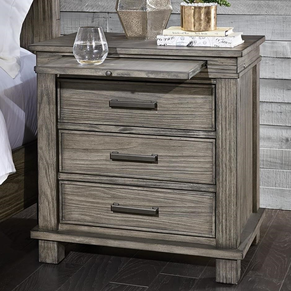 Aamerica Glacier Point Transitional Solid Wood 3 Drawer Nightstand With Usb Ports Conlin S Furniture Nightstands