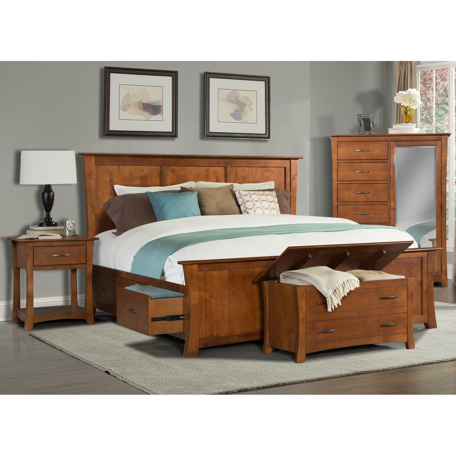 A A Grant Park Transitional King Platform Bed With Storage