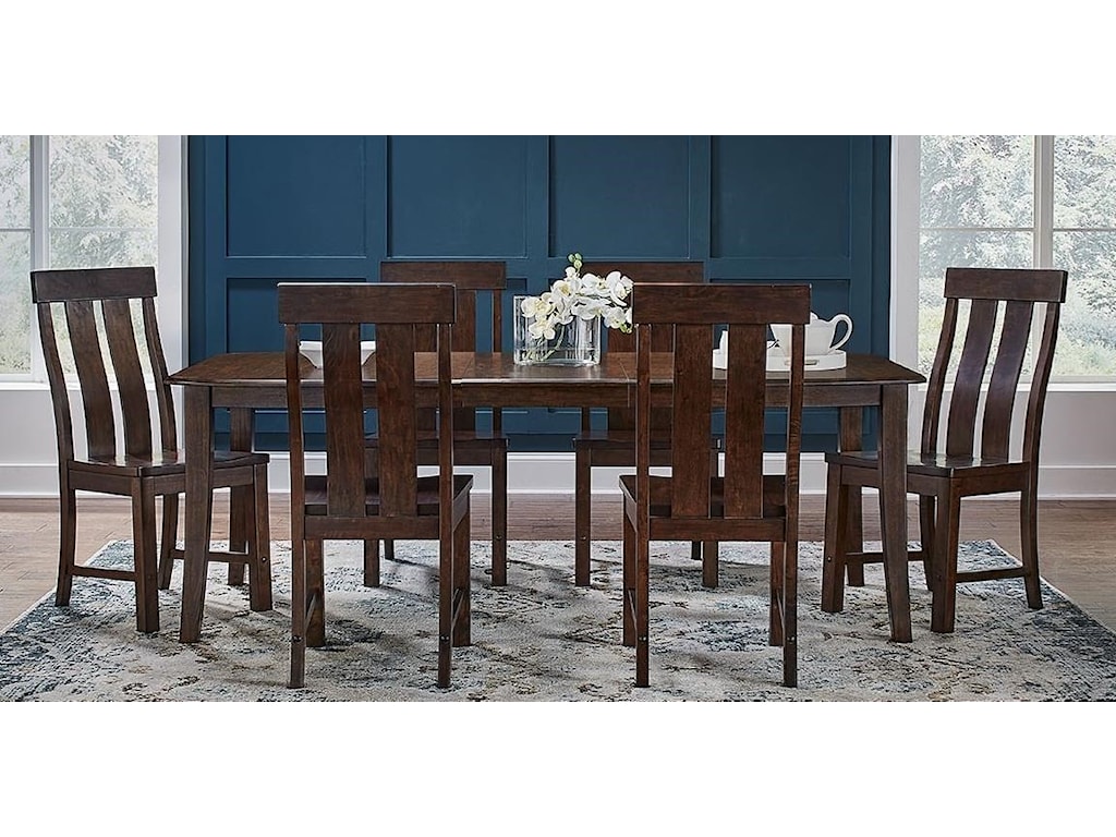 Aamerica Henderson Transitional 7 Piece Wood Leg Table And Chair Set Conlins Furniture Dining 7 Or More Piece Sets