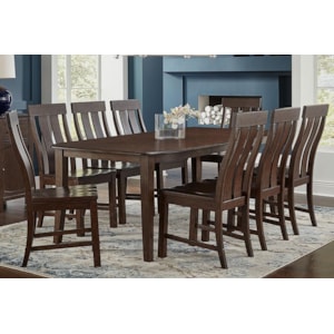 Aamerica Henderson Transitional 9 Piece Wood Leg Table And Chair Set Factory Direct Furniture Dining 7 Or More Piece Sets