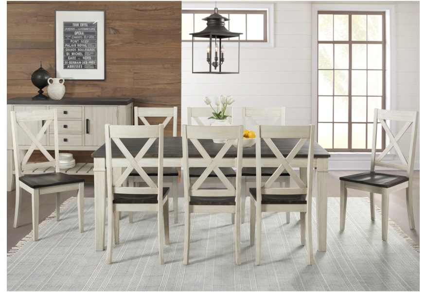 Aamerica Huron 9 Piece Transitional Table And X Back Chair Set