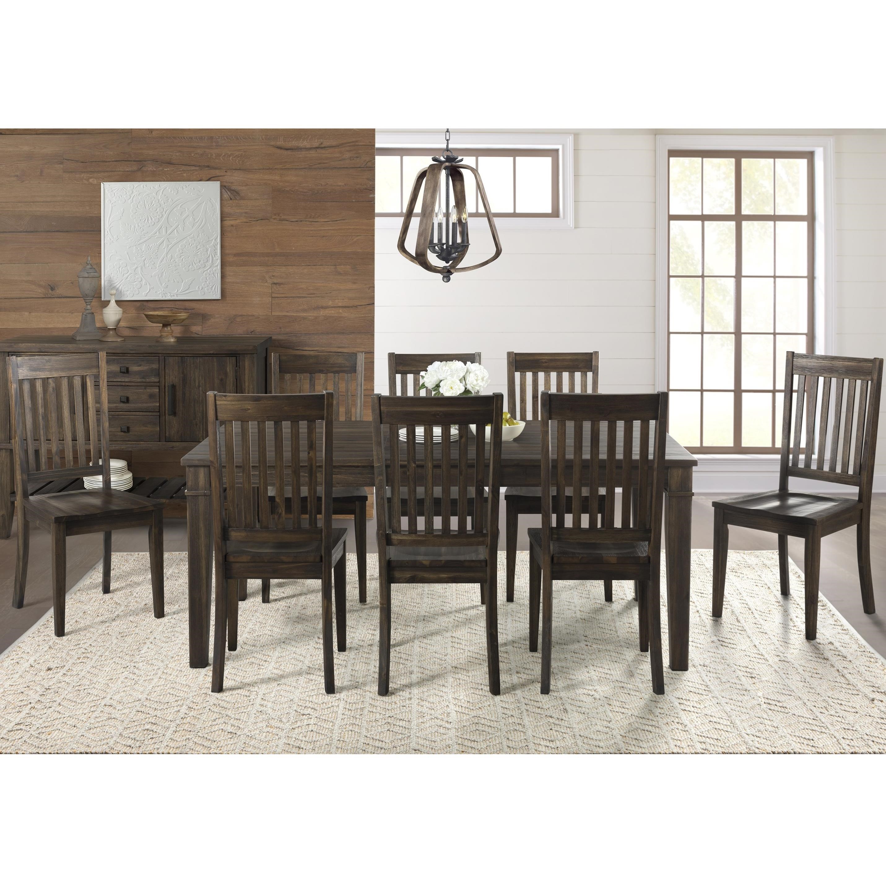 Aamerica Huron 9 Piece Transitional Table And Slat Back Chair Set