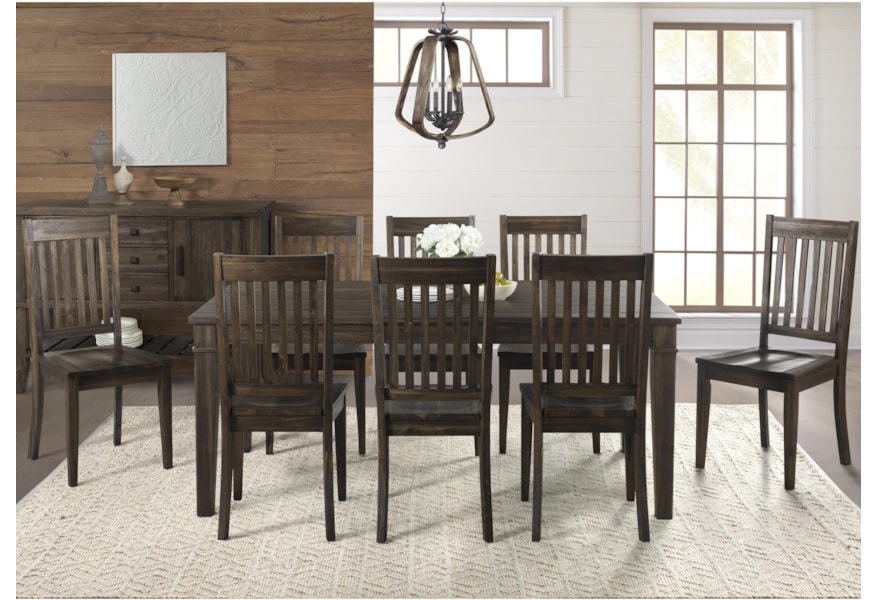 Aamerica Huron 9 Piece Transitional Table And Slat Back Chair Set