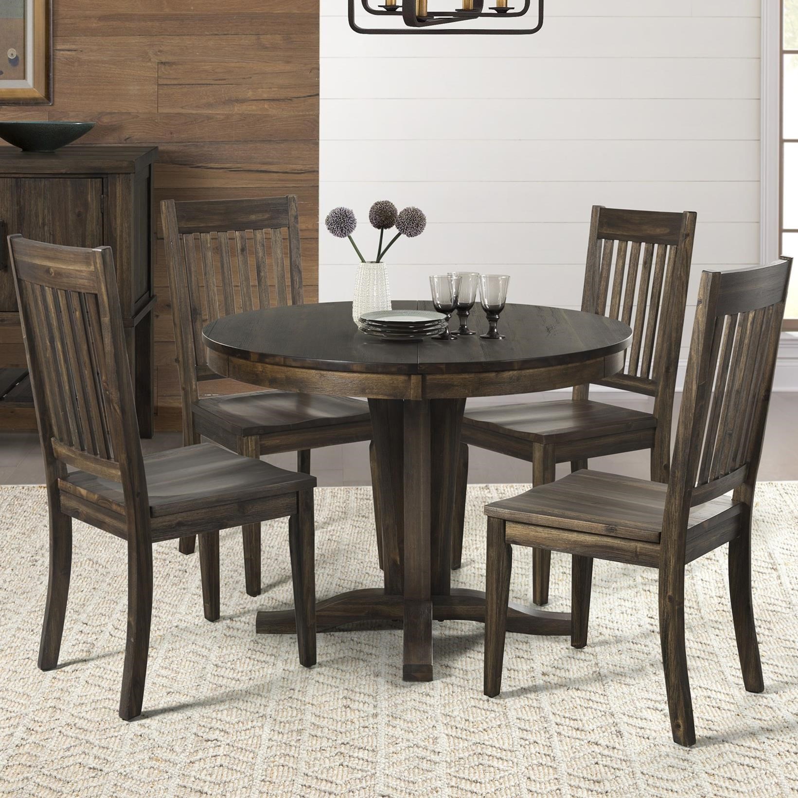 aamerica huron 5 piece pedestal table and slat back chair