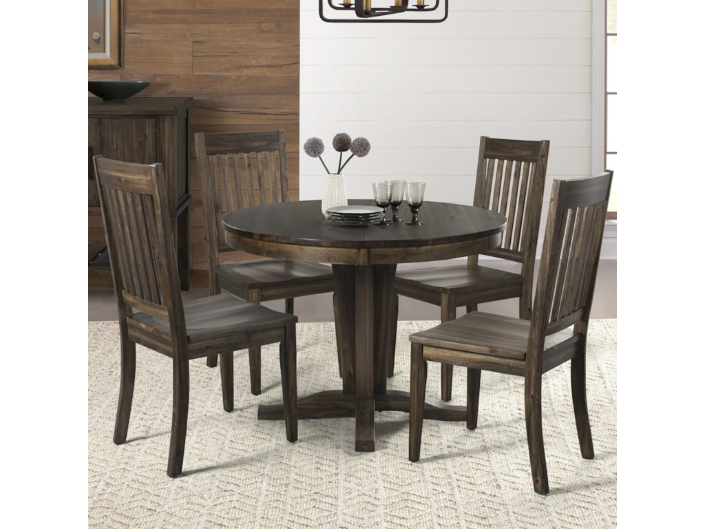 aamerica huron 5 piece pedestal table and slat back chair