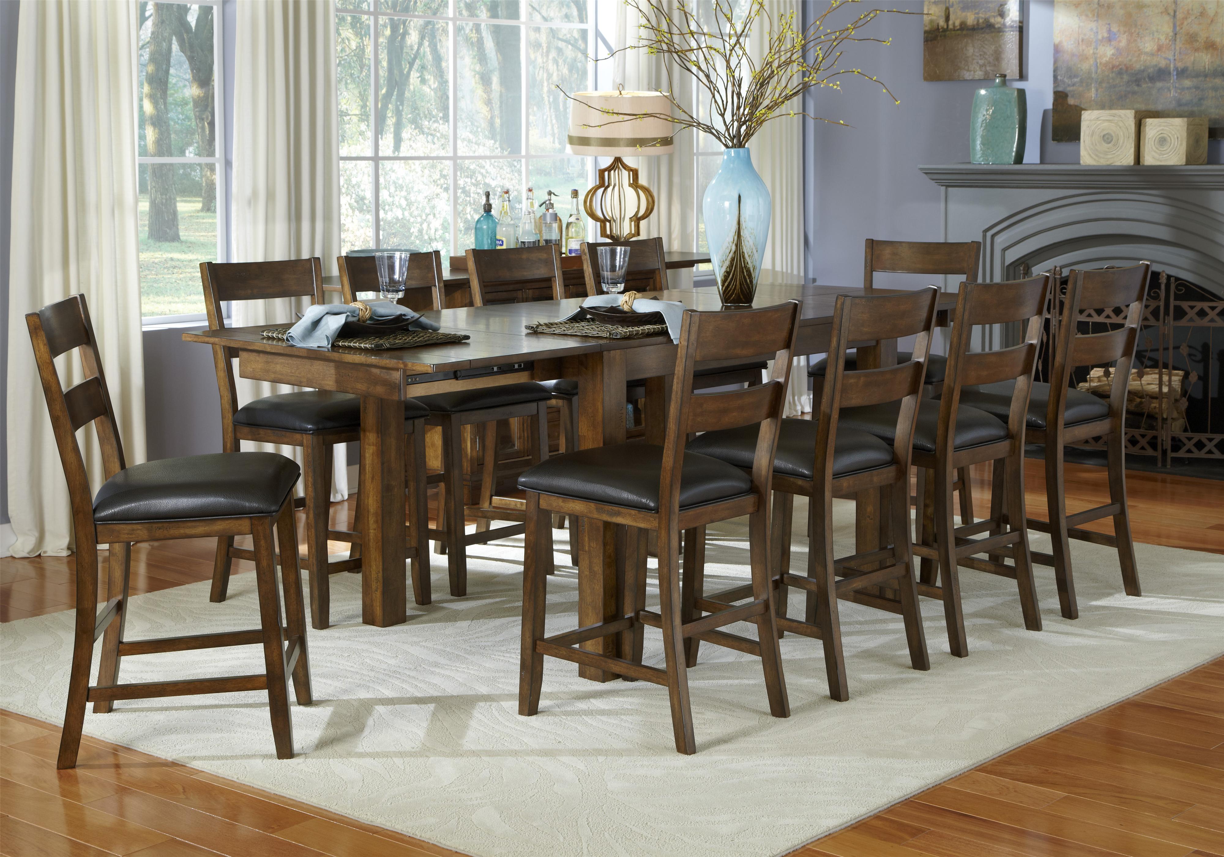 Aamerica Mariposa 11 Piece Gathering Table And Ladderback Side Chair Set Conlin S Furniture Pub Table And Stool Sets