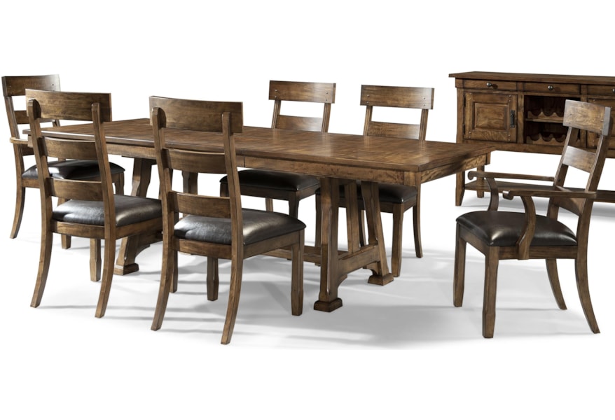 Aamerica Ozark Transitional 7 Piece Trestle Table And Plank