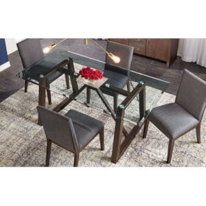 Aamerica Palm Canyon 5 Piece Contemporary Dining Room Table Set With Glass Table Top Zak S Home Dining 5 Piece Sets