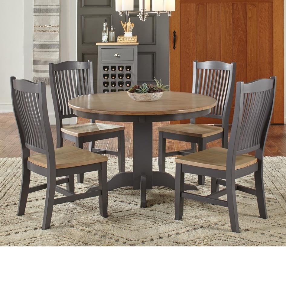 Aamerica Port Townsend 5 Pc Table Chair Set Round Table 4 Side Chairs Novello Home Furnishings Dining 5 Piece Sets