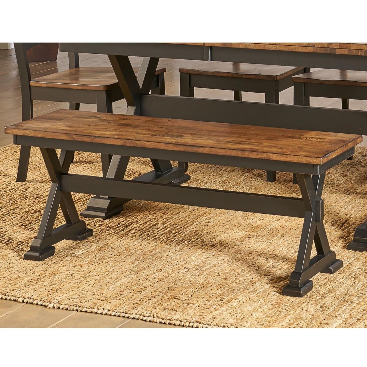 Aamerica Stone Creek Rustic Solid Wood Dining Bench With Trestle Base Conlin S Furniture Dining Benches