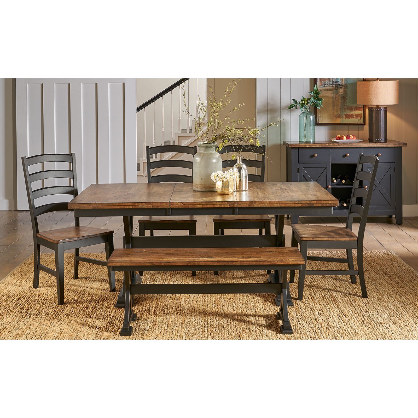 threshold trestle 60 inch table rustic