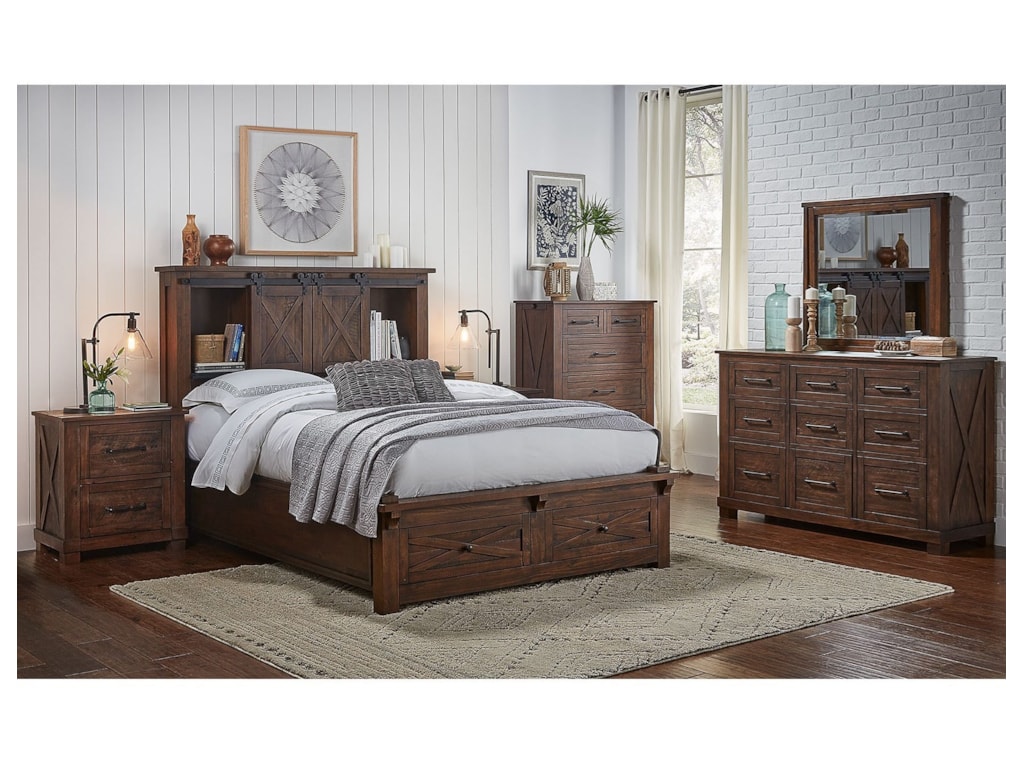 Aamerica Sun Valley Queen Bed With Footboard Bench And Drawers