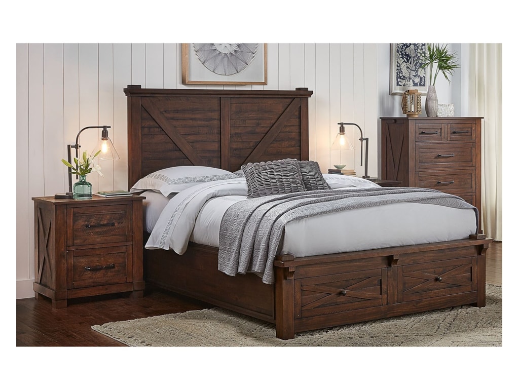 AAmerica Sun ValleyKing Bed with Footboard Bench