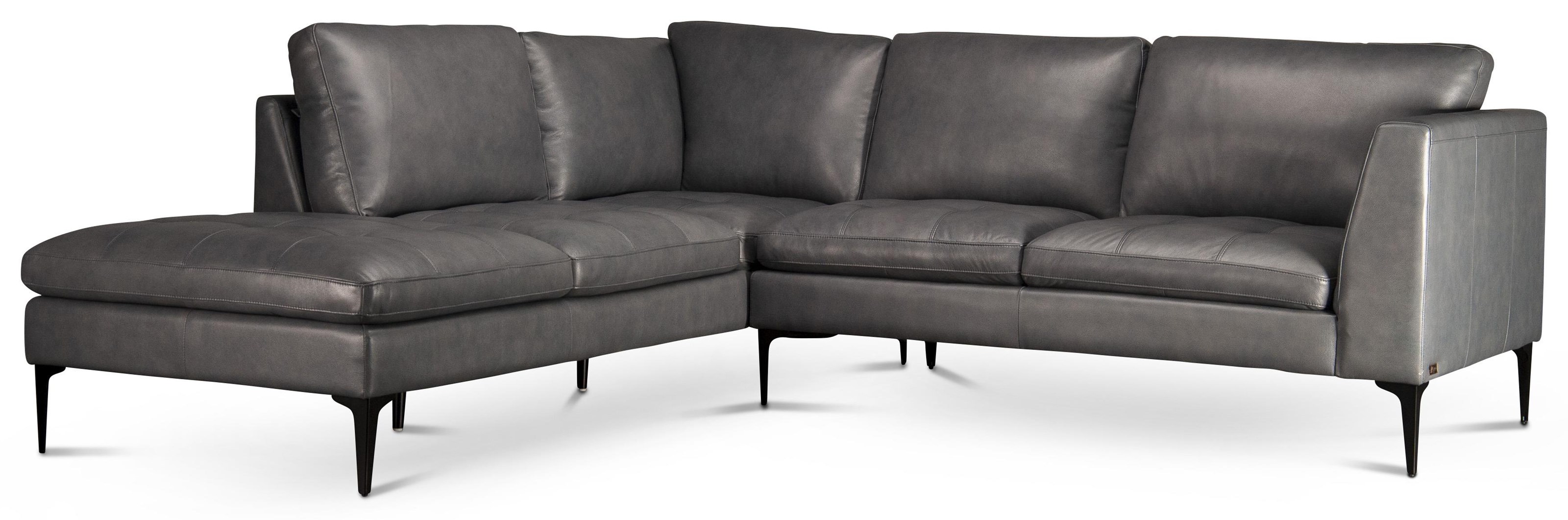 Abbyson Kael Top Grain Leather Sectional Polyurethane Match In Steel Blue Morris Home Sectional Sofas