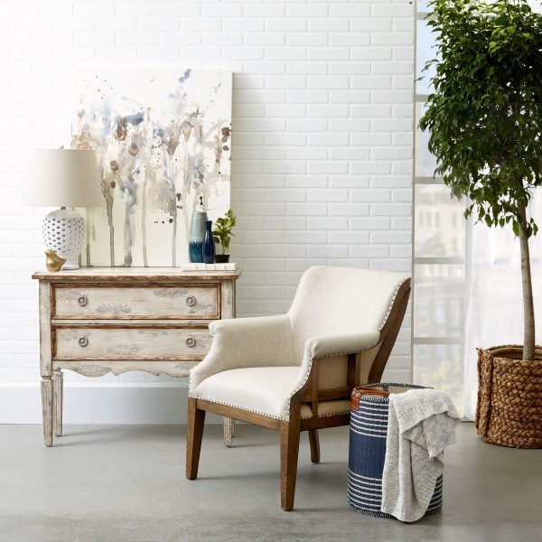 Accentrics Home Accent Chairs Deconstructed Arm Chair In Linen