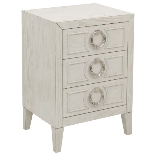 Accentrics Home Chests And Cabinets White Accent Nightstand With Silver Loop Hardware Reeds Furniture Nightstands
