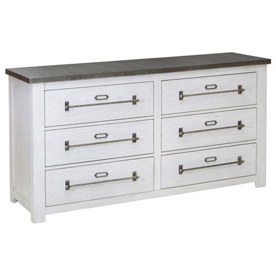 Accentrics Home Modern Authentics 6 Drawer Metal Top White Dresser
