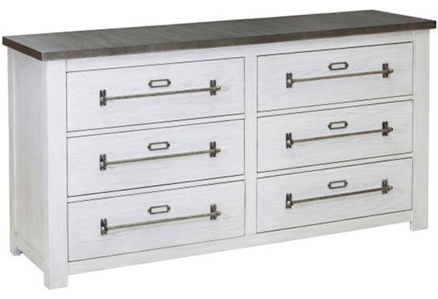 Accentrics Home Modern Authentics 6 Drawer Metal Top White Dresser