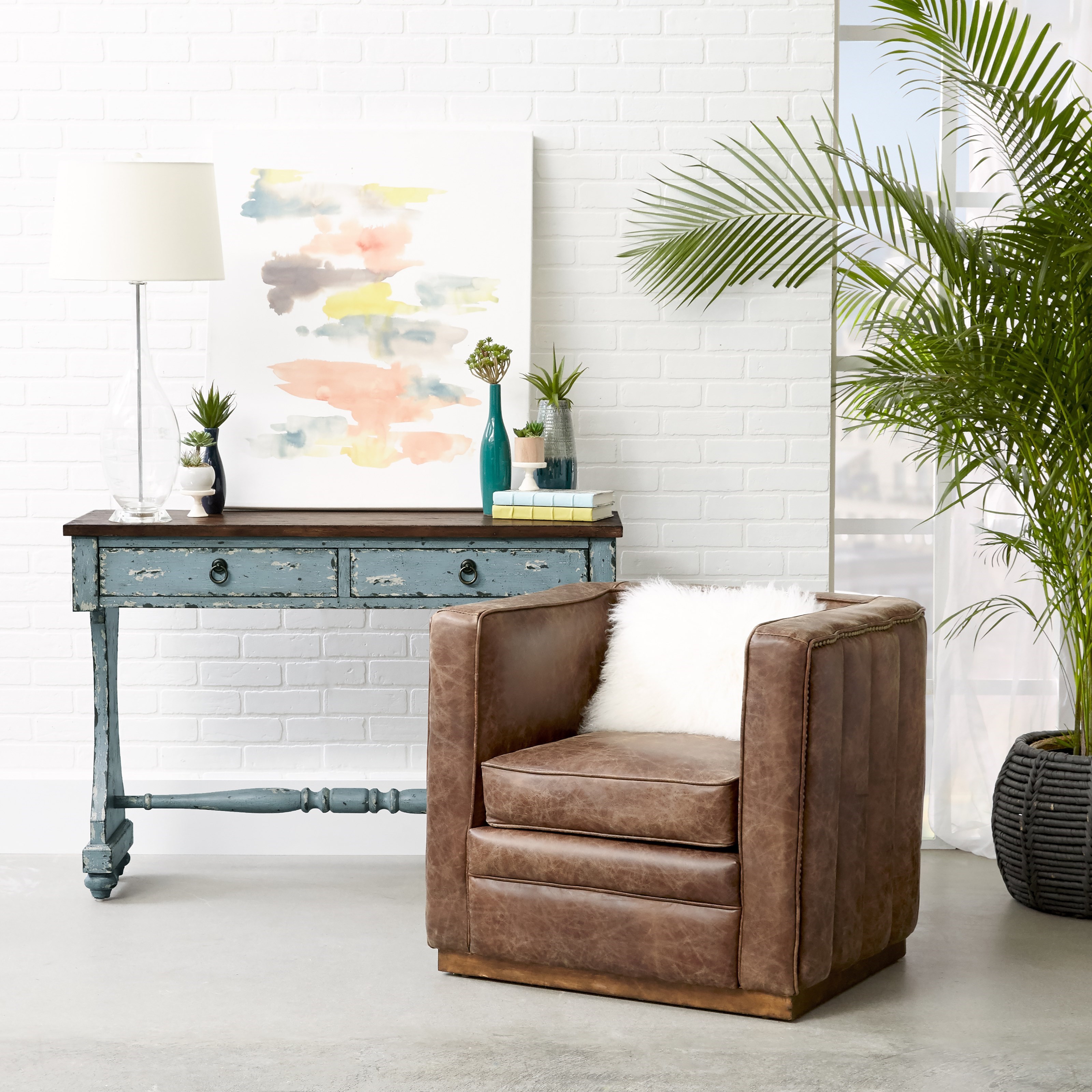 Accentrics Home Small Space Two Tone Entryway Console Table Lindy S Furniture Company Sofa Tables Consoles