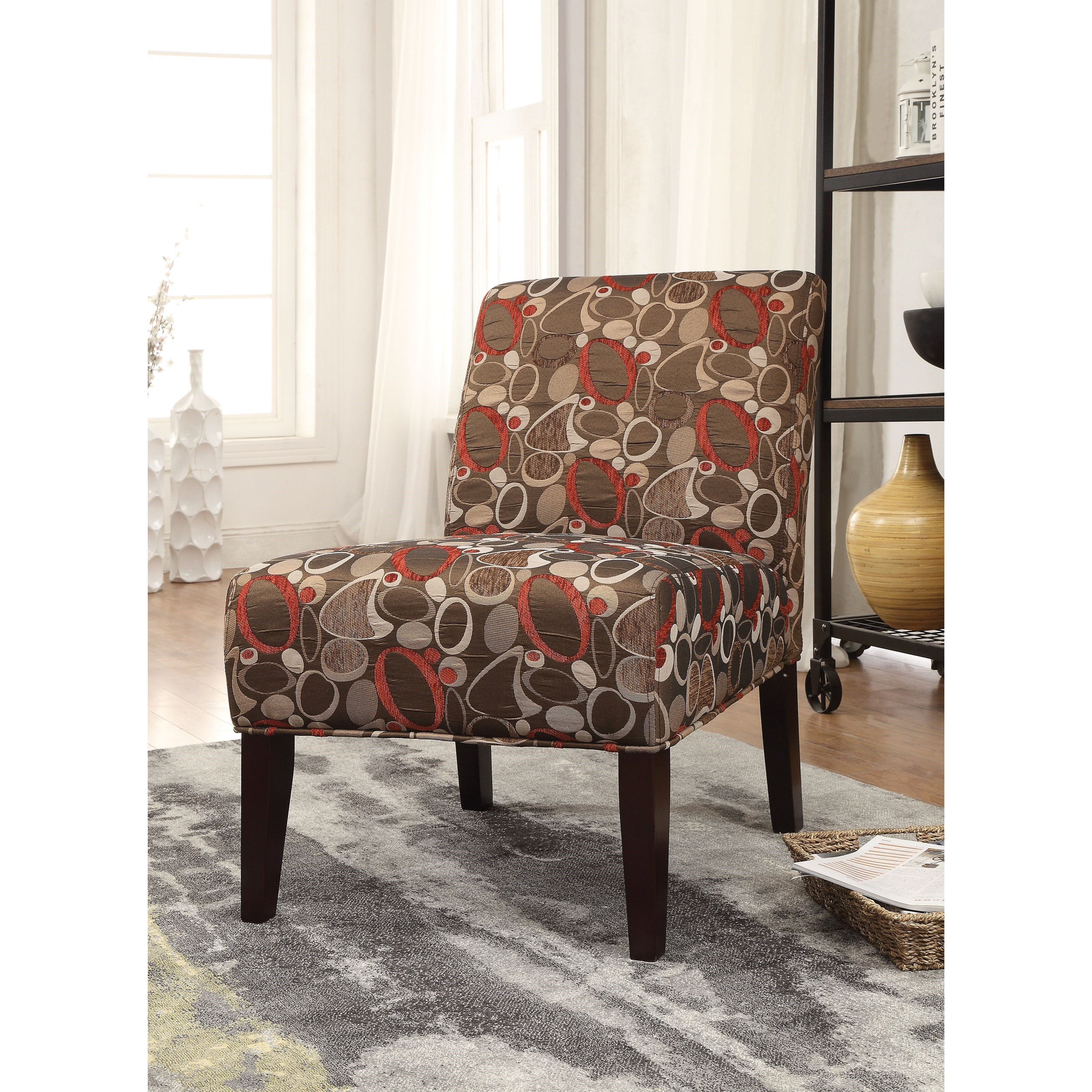 Acme Furniture Aberly Accent Chair In Brown Abstract Geometric
